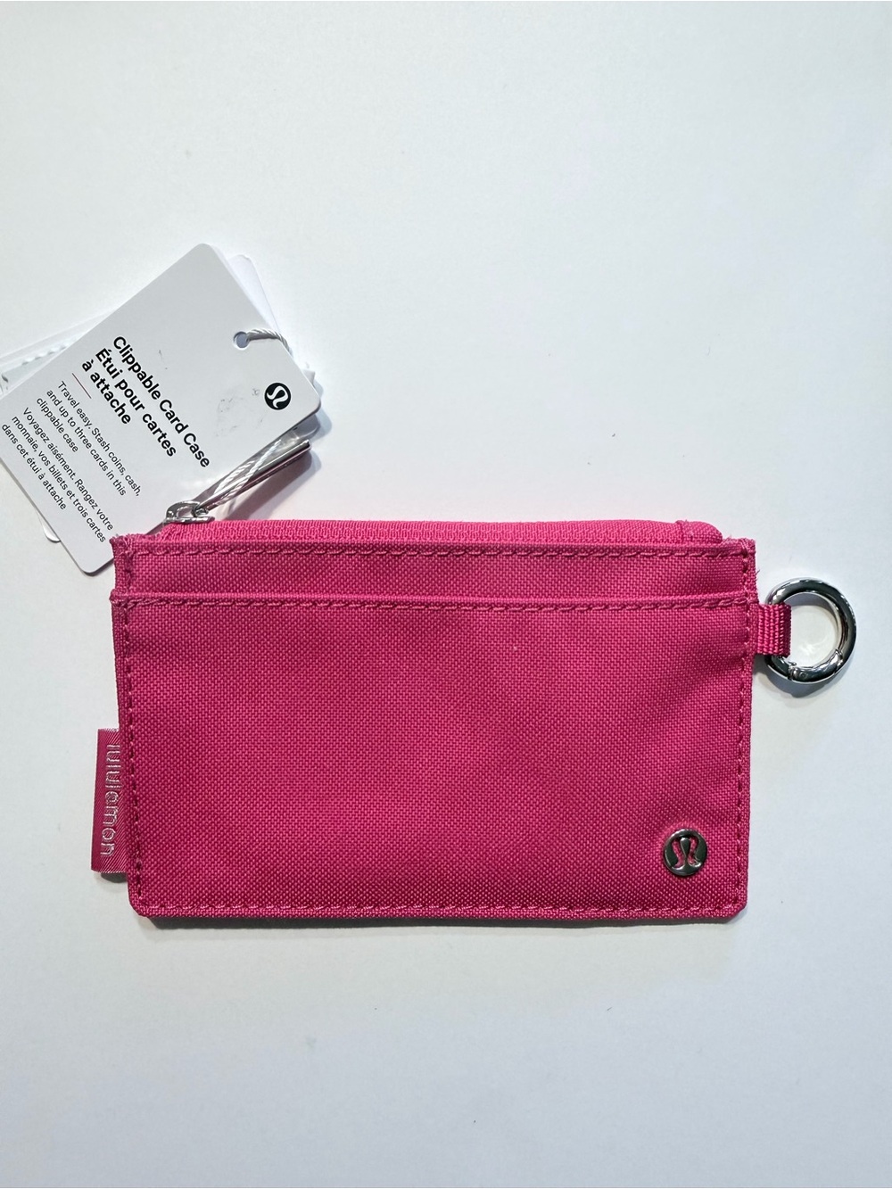Lululemon Clippable Card Case Calypso Pink & Silver New